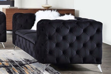 Load image into Gallery viewer, Phifina Tufted Black Velvet Sofa and Chair