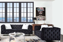 Load image into Gallery viewer, Phifina Tufted Black Velvet Sofa and Chair