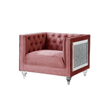 Load image into Gallery viewer, Heiberoll Plush Pink Velvet Sofa with Faux Diamonds