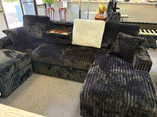 Load image into Gallery viewer, Black Double Chaise Corduroy Sectional Sleeper
