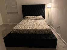 Load image into Gallery viewer, Tufted Black Velvet Footboard Storage Platform Bed
