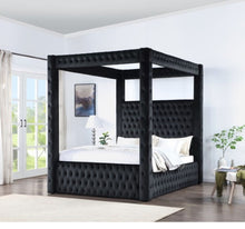 Load image into Gallery viewer, Black King Canopy Bed with Bluetooth Speakers and USB
