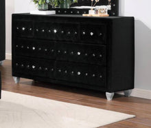 Load image into Gallery viewer, Crystal Black Velvet Dresser, Nightstand and Chest

