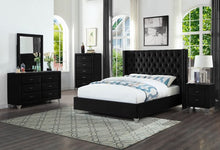 Load image into Gallery viewer, Tufted Black King Platform Bed
