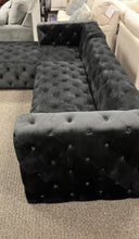 Load image into Gallery viewer, Black Velvet Tufted Sectional
