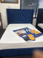 Load image into Gallery viewer, Queen Tufted Blue Velvet Platform Bed

