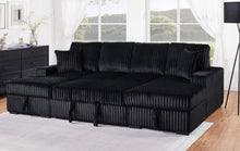Load image into Gallery viewer, Black Double Chaise Corduroy Sectional Sleeper

