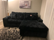 Load image into Gallery viewer, 2 Piece Plush Corduroy Black Sectional

