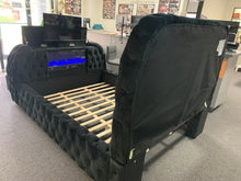 Load image into Gallery viewer, Tufted Velvet Remote Controlled King  TV/Fireplace Bed
