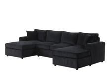 Load image into Gallery viewer, Plush Corduroy Black Double Chaise Sectional
