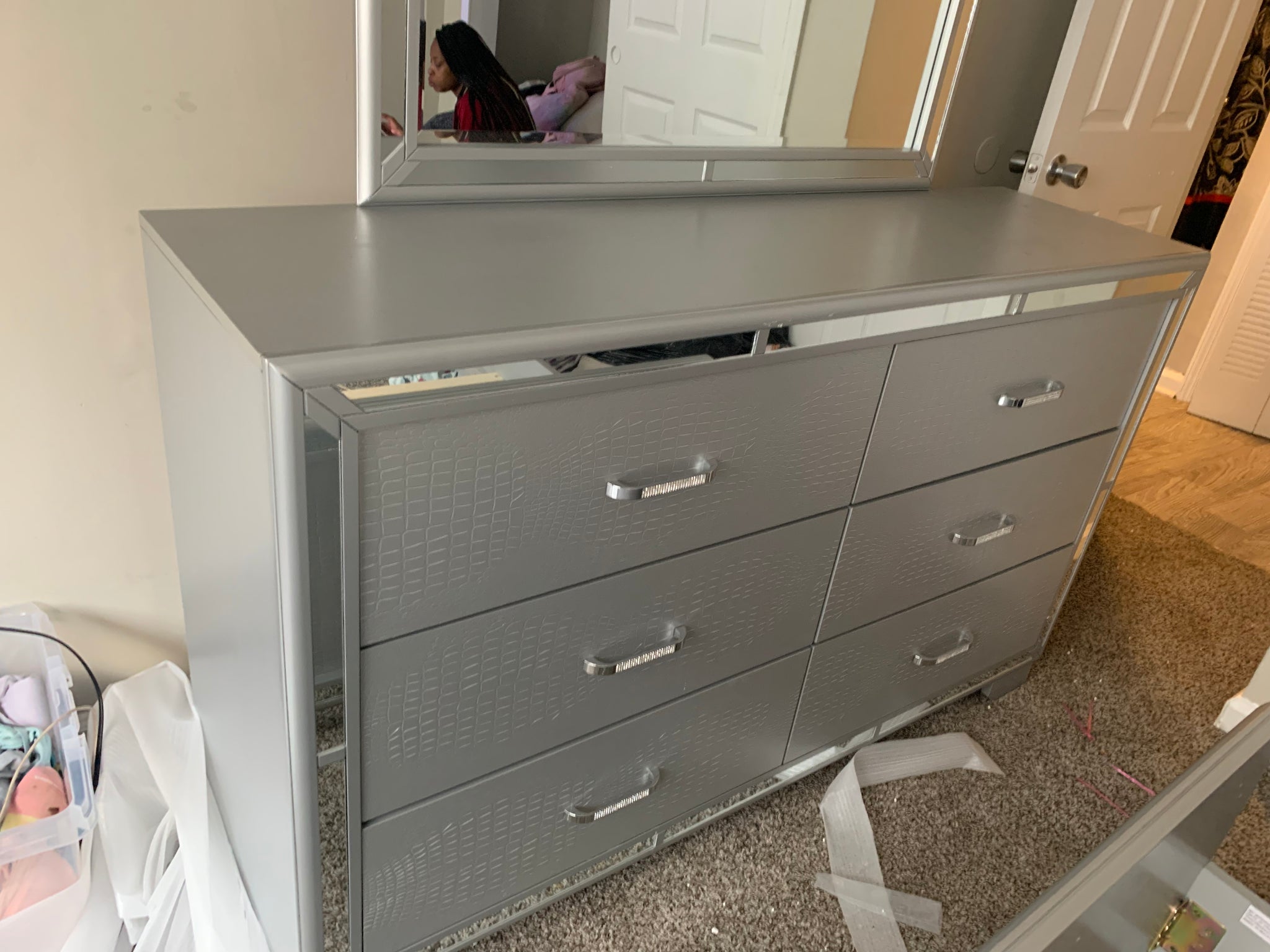 Grey Mirrored Edge Dresser – real price furniture