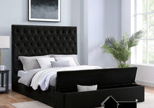 Load image into Gallery viewer, Tufted Black Velvet Footboard Storage Platform Bed
