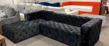 Load image into Gallery viewer, Black Velvet Tufted Sectional
