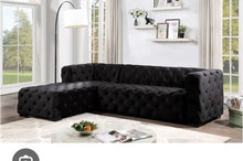 Load image into Gallery viewer, Black Velvet Tufted Sectional

