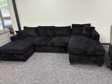 Load image into Gallery viewer, Plush Corduroy Black Double Chaise Sectional
