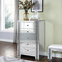 Load image into Gallery viewer, All Mirrored Vanity with Crystals, All Mirrored Chest and Nightstand with Faux Diamonds
