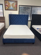 Load image into Gallery viewer, Queen Tufted Blue Velvet Platform Bed
