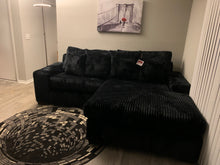 Load image into Gallery viewer, 2 Piece Plush Corduroy Black Sectional
