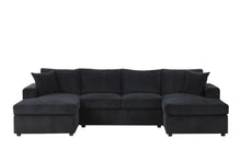 Load image into Gallery viewer, Plush Corduroy Black Double Chaise Sectional

