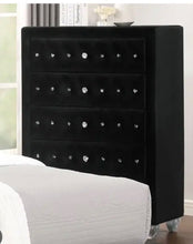 Load image into Gallery viewer, Crystal Black Velvet Dresser, Nightstand and Chest
