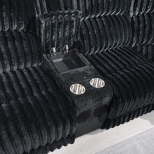 Load image into Gallery viewer, Black Corduroy Power Reclining Sectional with Bluetooth Speakers LED Lights and USB Ports
