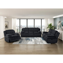 Load image into Gallery viewer, Black Corduroy Reclining 3Piece Sofa Set
