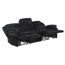 Load image into Gallery viewer, Black Corduroy Reclining 3Piece Sofa Set
