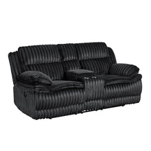 Load image into Gallery viewer, Black Corduroy Reclining 3Piece Sofa Set
