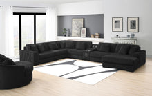 Load image into Gallery viewer, Black Corduroy Sectional with USB Ports and Bluetooth Spearkers
