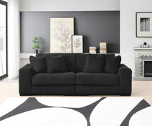 Load image into Gallery viewer, Black Corduroy Sectional with USB Ports and Bluetooth Spearkers
