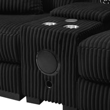 Load image into Gallery viewer, Black Corduroy Sofa with Bluetooth Speakers and USB Ports
