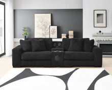 Load image into Gallery viewer, Black Corduroy Sofa with Bluetooth Speakers and USB Ports
