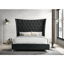 Load image into Gallery viewer, Button Tufted Black Velvet Queen Bed Frame Elizabeth
