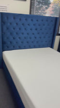 Load and play video in Gallery viewer, Queen Tufted Blue Velvet Platform Bed
