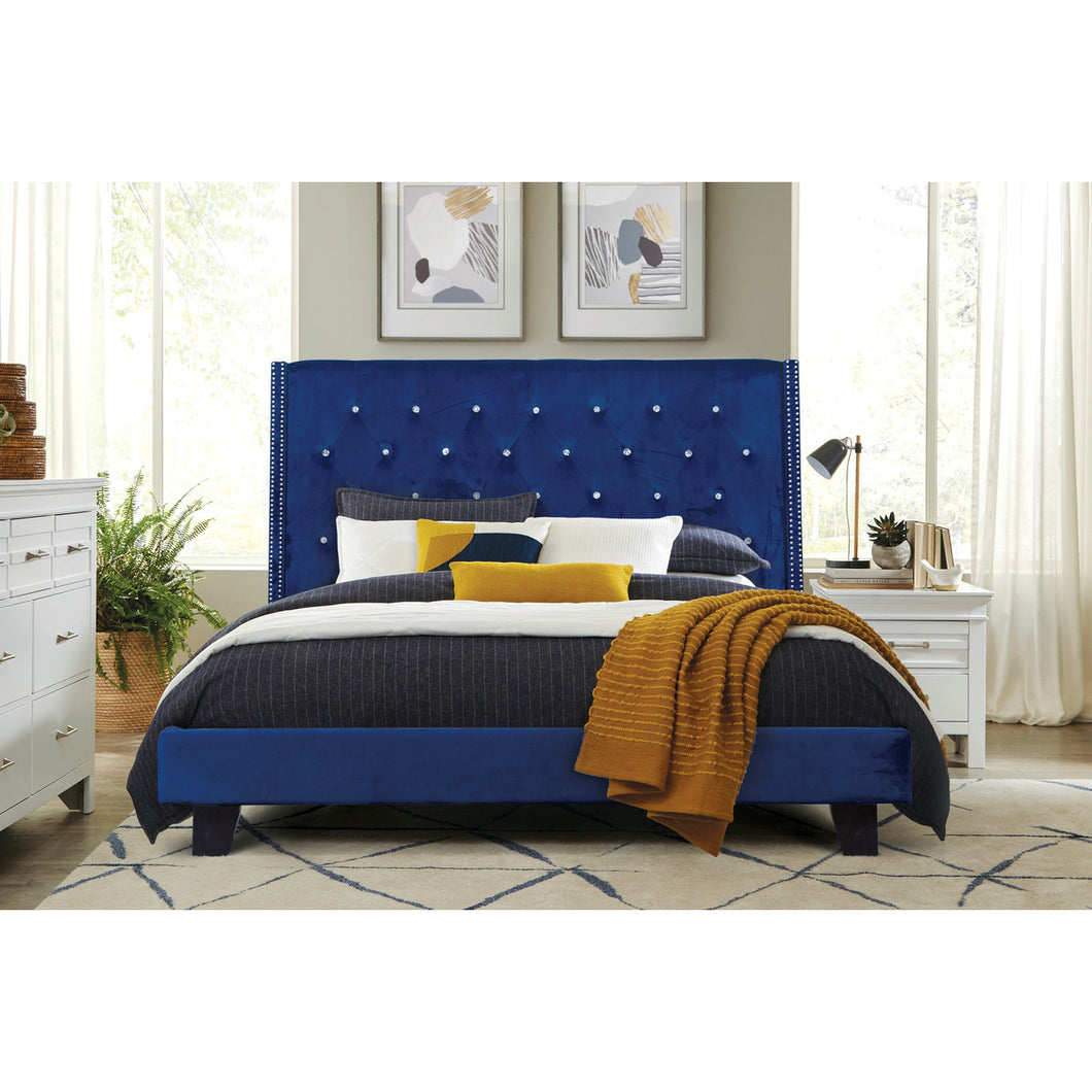 50 inch Velvet Crystal Tufted Bed