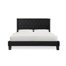 Load image into Gallery viewer, 50 inch Leather Crystal Tufted Bed
