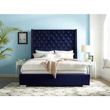 Load image into Gallery viewer, Upholstered 70 Inch Tall Velvet Bed with Crystals
