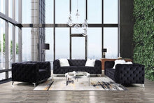 Load image into Gallery viewer, Phifina Tufted Black Velvet Sofa and Chair
