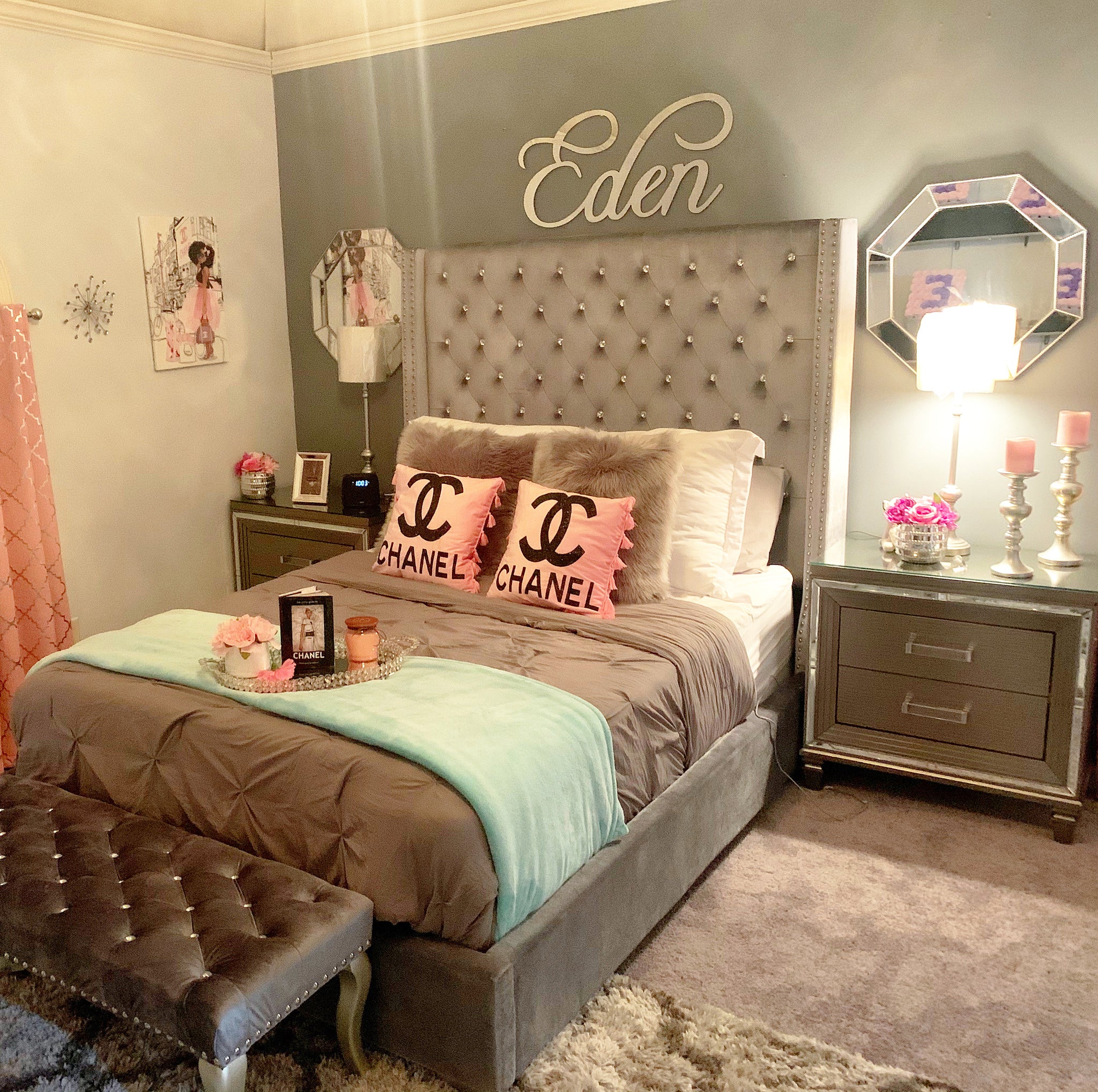 Tufted bed online with crystals