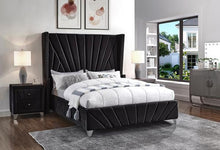 Load image into Gallery viewer, Black Velvet Queen Bed
