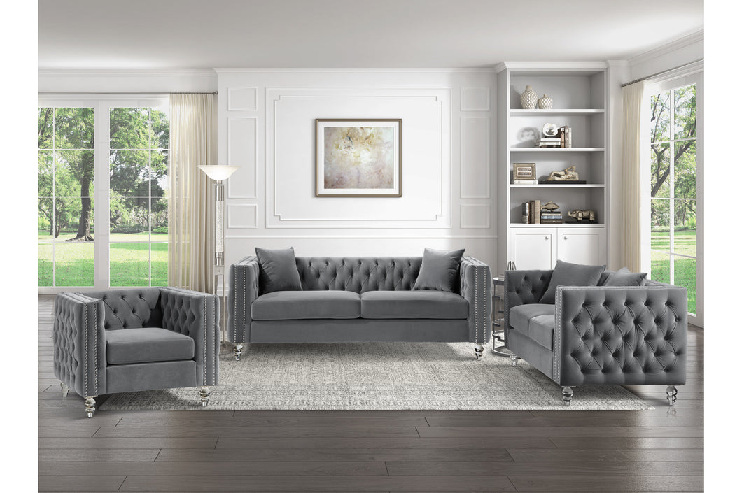 Oriona Collection Velvet Tufted Sofa and Loveseat