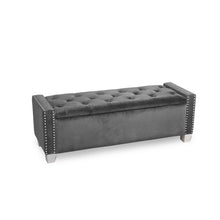 Load image into Gallery viewer, Crystal Tufted Velvet Storage Ottoman
