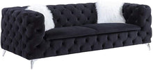 Load image into Gallery viewer, Phifina Tufted Black Velvet Sofa and Chair
