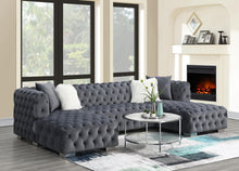 Load image into Gallery viewer, Blue Velvet Tufted Sectional
