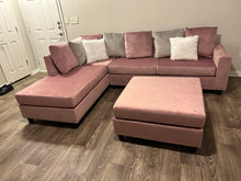 Load image into Gallery viewer, Blue or Pink Velvet Reversible Sectional
