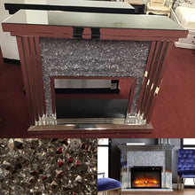 Load image into Gallery viewer, Noralie Faux Diamond Remote Heat Fireplace
