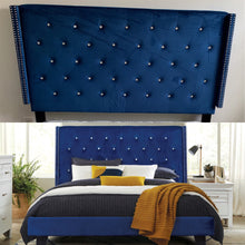 Load image into Gallery viewer, 50 inch Velvet Crystal Tufted Bed
