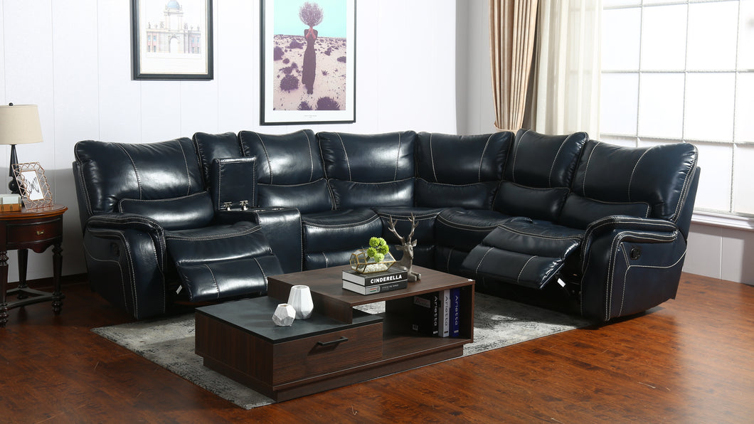 Navy Blue Gel Leather Sectional