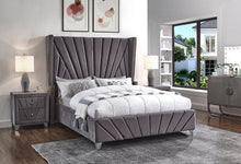 Load image into Gallery viewer, Black Velvet Queen Bed
