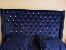 Load image into Gallery viewer, Upholstered 70 Inch Tall Velvet Bed with Crystals
